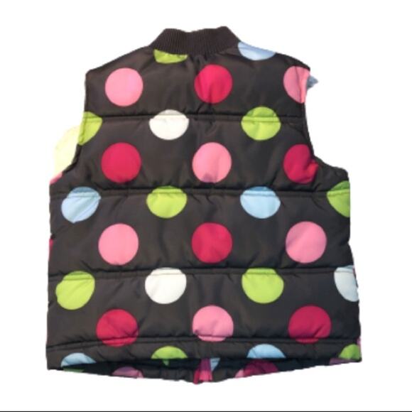 Crazy  8 Pastel Polka Dot Brown Zip up  Puffer Vest Size 4 years 5 years - Picture 4 of 13